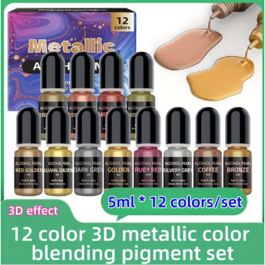 Pack de 12 couleurs d'encre d'alcool de résine 5ml*12 couleurs, pour les fluides de résine époxy et /UV