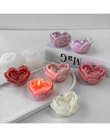 Moule Fleur forme de coeur 5.5cm 🌼 – Pour Bougies, Savons, Résine & Plâtre (1 pièce)