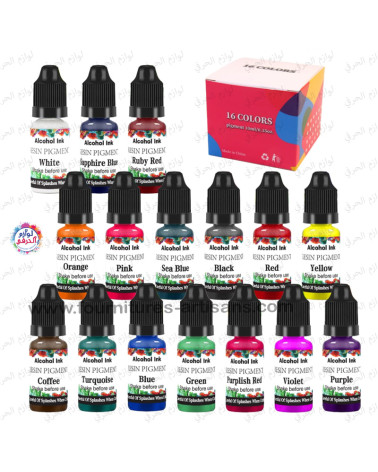 Encre à Base d’Alcool Concentrée – 16 Couleurs (10 ml chacune) 🎨