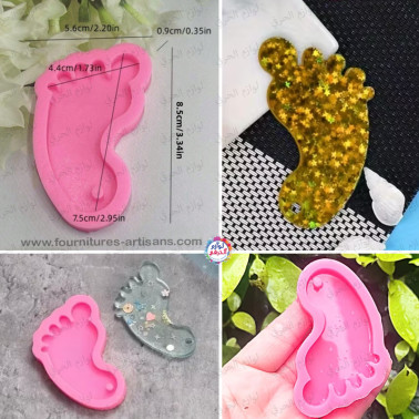 Moule en Silicone Empreinte Pied Bébé – Porte-Clés Résine DIY 👣