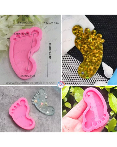 Moule en Silicone Empreinte Pied Bébé – Porte-Clés Résine DIY 👣