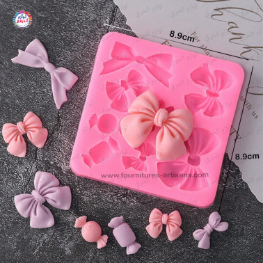 Moule Papillons - Bonbons & Nœuds – 1 Pièce | 8 Cavités, 8 Formes Différentes – DIY Fondant & Résine 🍬🎀
