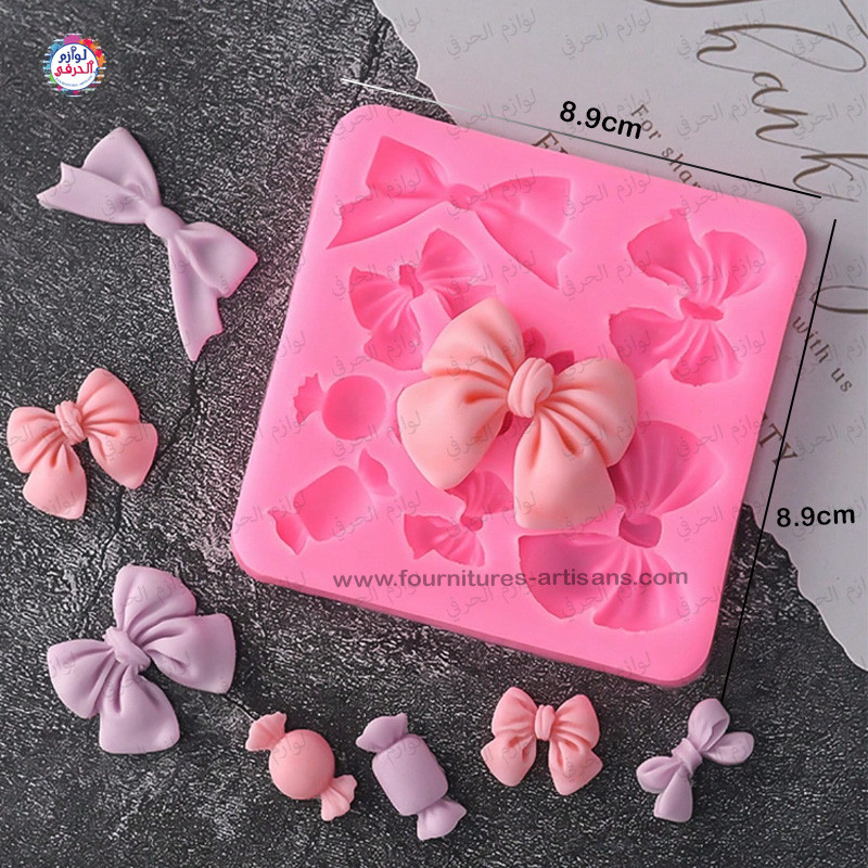 Moule Papillons - Bonbons & Nœuds – 1 Pièce | 8 Cavités, 8 Formes Différentes – DIY Fondant & Résine 🍬🎀