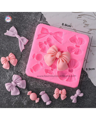 Moule Papillons - Bonbons & Nœuds – 1 Pièce | 8 Cavités, 8 Formes Différentes – DIY Fondant & Résine 🍬🎀