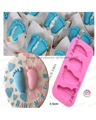 Moule Empreinte de Bébé – 4 Cavités | Pâtisserie, Plâtre, Bougie, Résine 👣✨