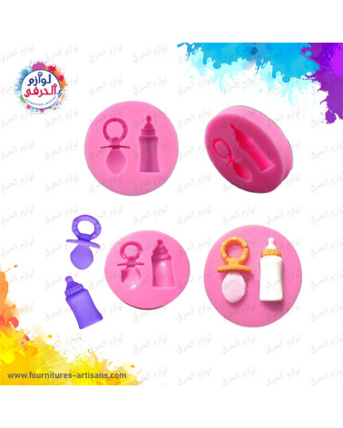 Moule  silicone tétine et biberon 1.6cmx3.4cm / 1cmx3.4cm 🍼