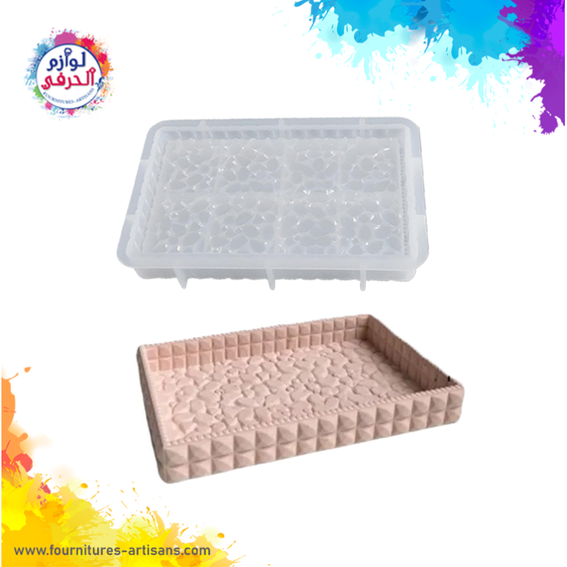 Moule silicone plateau rectangulaire motif diamanté 12x19cm