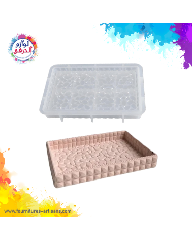 Moule silicone plateau rectangulaire motif diamanté 12x19cm