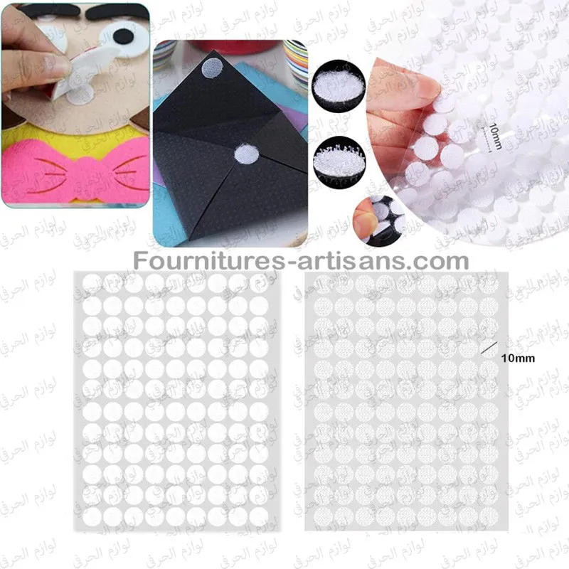 234 paires scratch autocollant rond double face 10mm