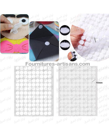 250 paires scratch autocollant rond double face 10mm