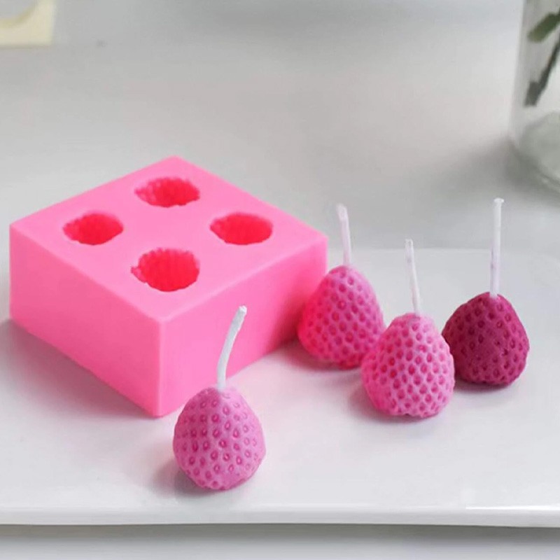 TS Moule Fraise 4 Cavités, 5cm/4.5cm/2cm
