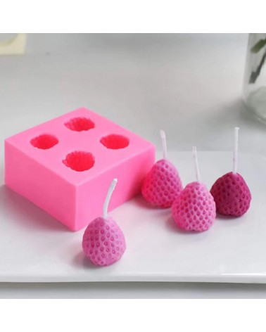 TS Moule Fraise 4 Cavités, 5cm/4.5cm/2cm
