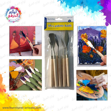Kit Professionnel 5 Couteaux à Palette _ Acier Inoxydable_ Manche en Bois 🖌️🎨