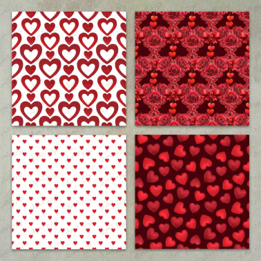 Lot 12 papiers design 3D Motifs floral amour love, art de collage et scrapbooking
