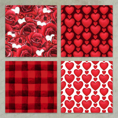 Lot 12 papiers design 3D Motifs floral amour love, art de collage et scrapbooking