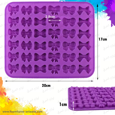 Moule Silicone Bonbons 🍬36 Cavités – Motif Nœud Papillon