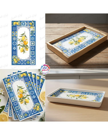 Papier Serviette Découpage Citron & Azulejos | Lot de 3