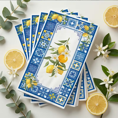 Papier Serviette Découpage Citron & Azulejos | Lot de 3