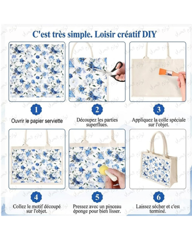 Lot 10 Papiers serviettes Découpage "Motifs Bleu Élégant"