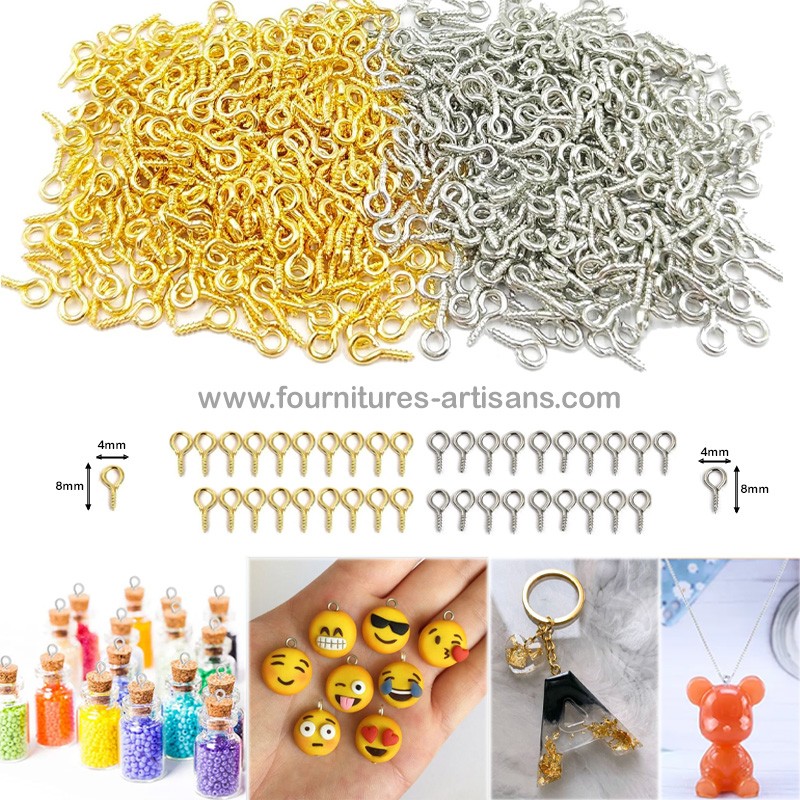 Lot 100 mini vis œillets fabrication bijoux 4x8mm