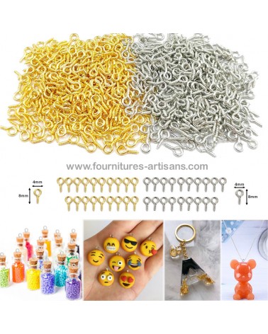 Lot 100 mini vis œillets fabrication bijoux 4x8mm