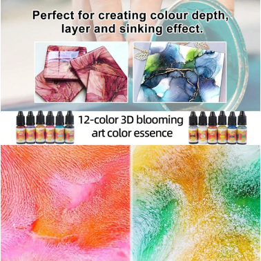 Set Encres Alcooliques 12 Couleurs – 10 ml | Résine Époxy & Effets Métalliques DIY 🎨✨