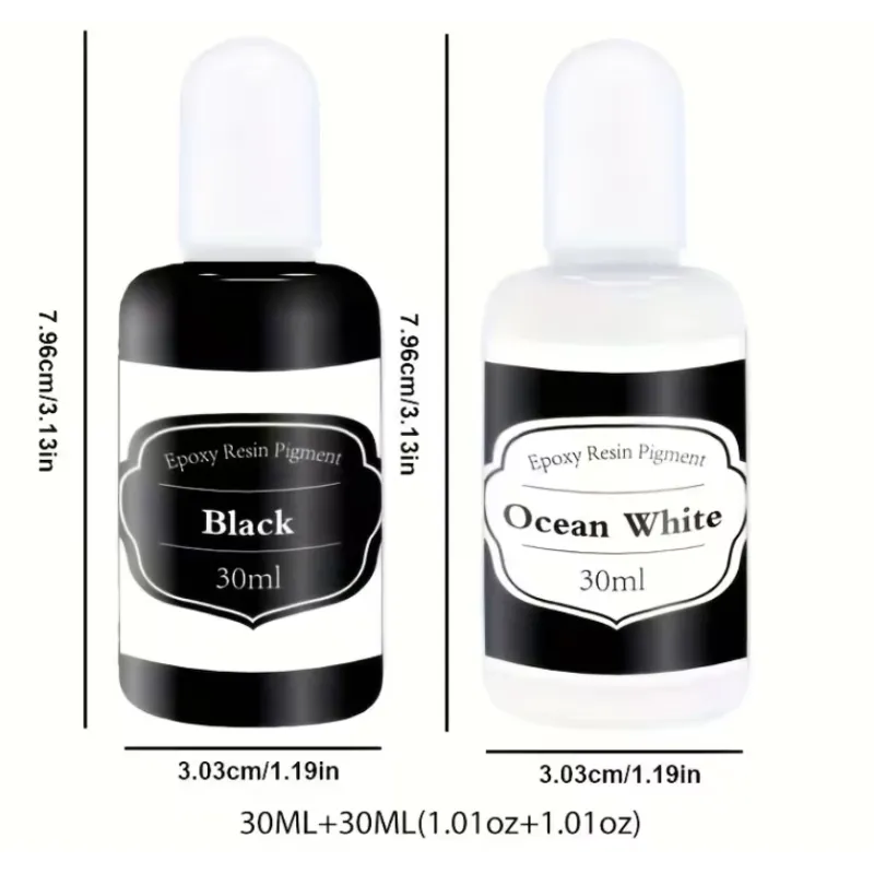 Pigments Résine Époxy Noir & Blanc – 30 ml + 30 ml | Haute Concentration Opaque 🖤🤍✨
