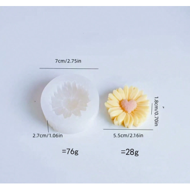 Moule en Silicone Fleur Marguerite Cœur – Bougie DIY (Ø 7 cm) 🌼💖