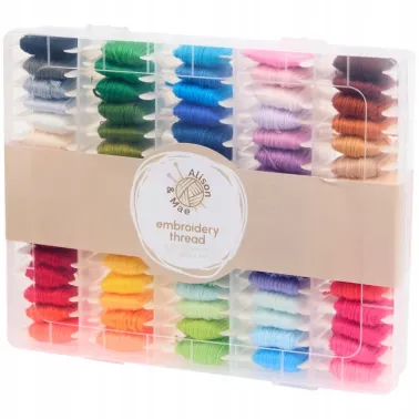 Kit Fils à Broder Multicolores – 80 Couleurs x 8 m avec boite de Rangement