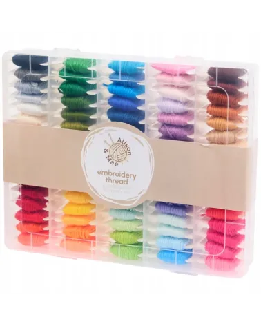 Kit Fils à Broder Multicolores – 80 Couleurs x 8 m avec boite de Rangement