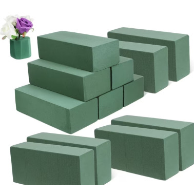Lot 2 Blocs Mousses florales verte haute densité, 14x8x4,5 cm rectangulaire en mousse florale verte, idéaux pour les fleuristes