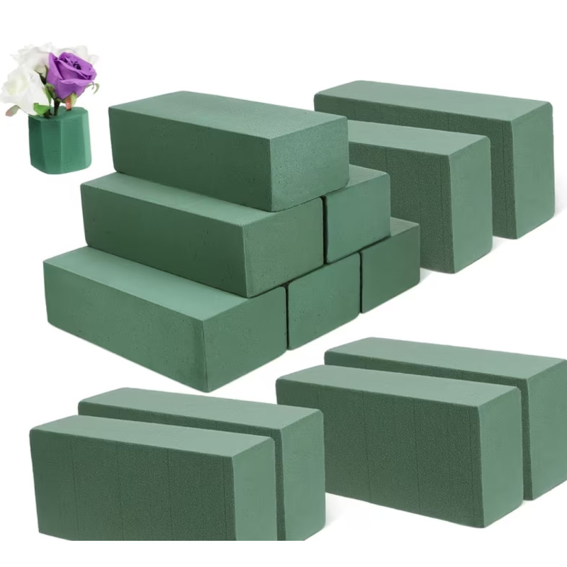 Lot 2 Blocs Mousses florales verte haute densité, 14x8x4,5 cm rectangulaire en mousse florale verte, idéaux pour les fleuristes