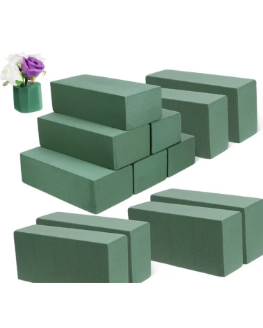 Lot 2 Blocs Mousses florales verte haute densité, 14x8x4,5 cm rectangulaire en mousse florale verte, idéaux pour les fleuristes