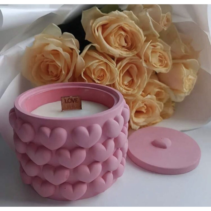 Moule en Silicone Boîte avec Couvercle Motif Cœurs – Plâtre, Résine & Fondants Parfumés 💕