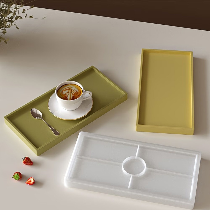 Moule Silicone Plateau Rectangulaire avec Support Central – 22,5 x 9 cm – Pour Résine, Plâtre, Béton & Jesmonite