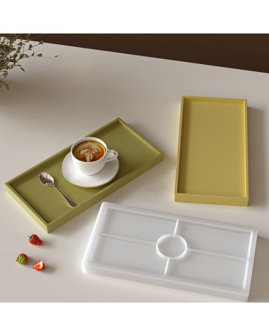 Moule Silicone Plateau Rectangulaire avec Support Central – 22,5 x 9 cm – Pour Résine, Plâtre, Béton & Jesmonite