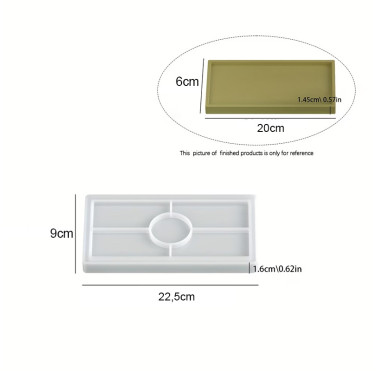 Moule Silicone Plateau Rectangulaire avec Support Central – 22,5 x 9 cm – Pour Résine, Plâtre, Béton & Jesmonite