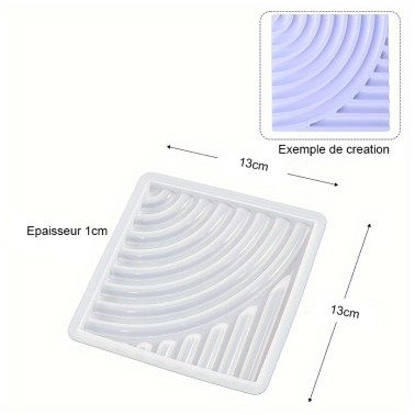 Moule Silicone Carré Relief Arc Moderne – 13 x 13 cm – Pour Résine, Plâtre, Béton & Jesmonite