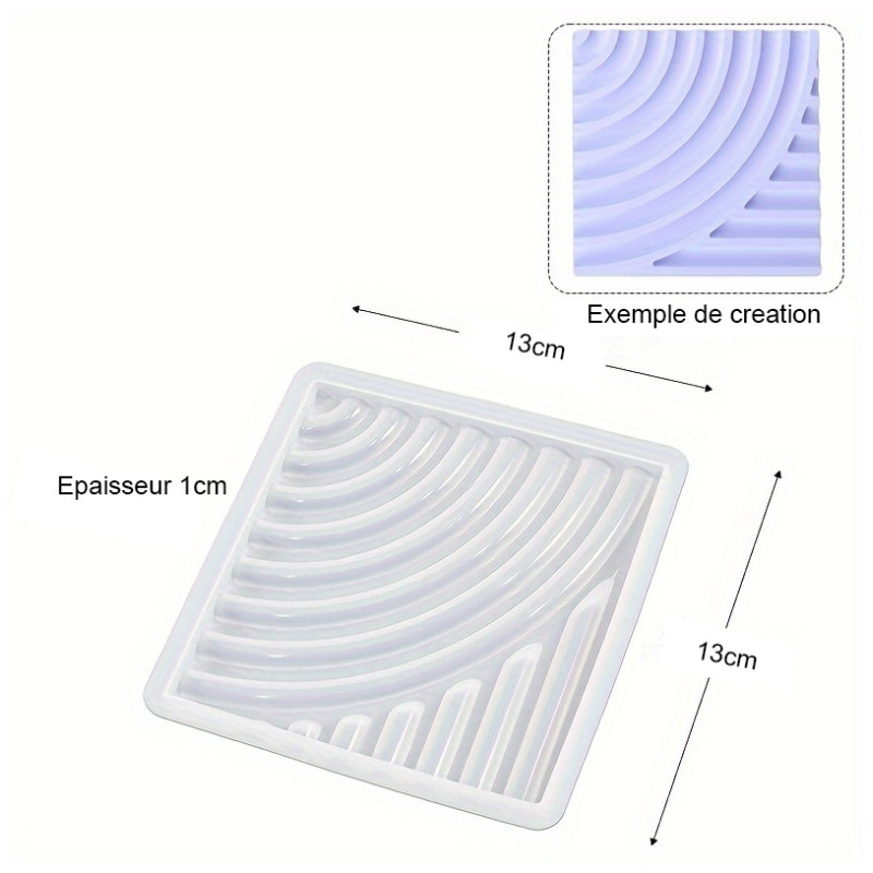Moule Silicone Carré Relief Arc Moderne – 13 x 13 cm – Pour Résine, Plâtre, Béton & Jesmonite
