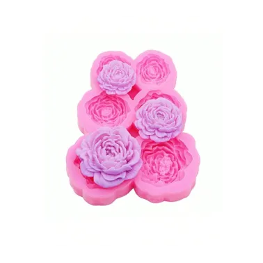 Moule en Silicone Pivoine Rose – 6 Cavités / 3 Dimensions pour Résine & Bijoux DIY🌸