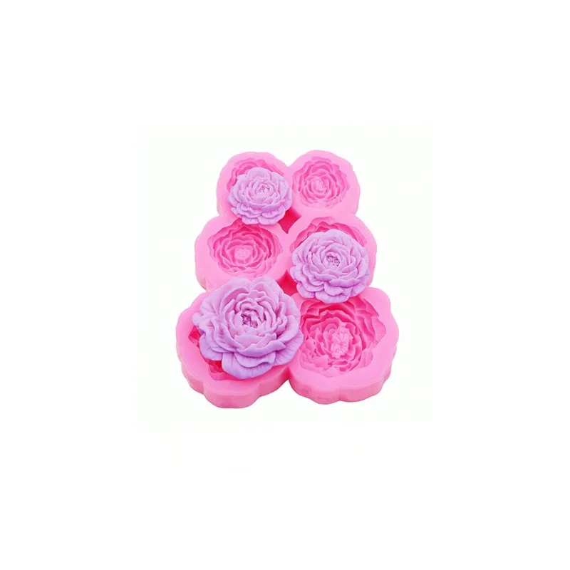 Moule en Silicone Pivoine Rose – 6 Cavités / 3 Dimensions pour Résine & Bijoux DIY🌸