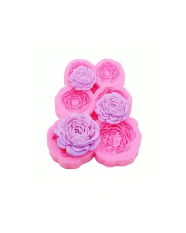 Moule en Silicone Pivoine Rose – 6 Cavités / 3 Dimensions pour Résine & Bijoux DIY🌸
