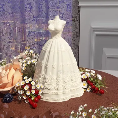 Moule en Silicone Robe de Mariée Dentelle – 12 cm pour Bougie, Résine & Béton DIY👰