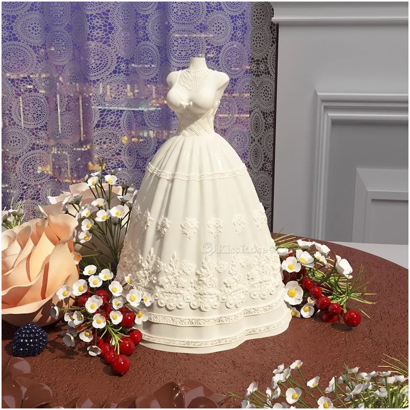 Moule en Silicone Robe de Mariée Dentelle – 12 cm pour Bougie, Résine & Béton DIY👰