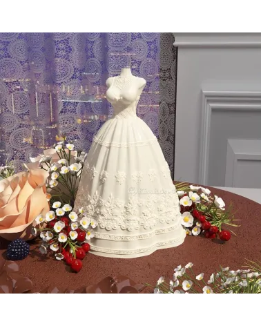 Moule en Silicone Robe de Mariée Dentelle – 12 cm pour Bougie, Résine & Béton DIY👰