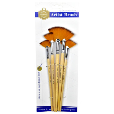 Set de 5 Pinceaux Éventail Keep Smiling pour Peinture Acrylique, Aquarelle & Huile ✨