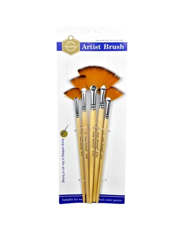 Set de 5 Pinceaux Éventail Keep Smiling pour Peinture Acrylique, Aquarelle & Huile ✨