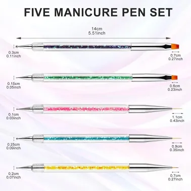 Set de 5 Pinceaux Nail Art Double Extrémité Wosyoodo pour Manucure & Décoration Ongles ✨