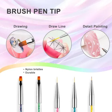 Set de 5 Pinceaux Nail Art Double Extrémité Wosyoodo pour Manucure & Décoration Ongles ✨