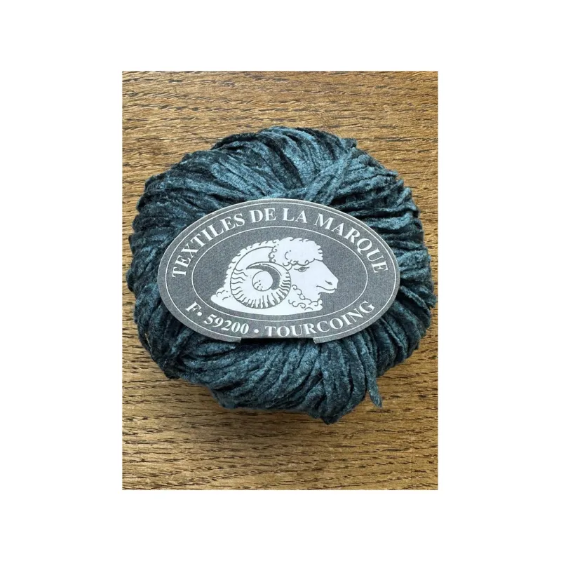 Laine Gros Velours 13 - Pelote de Fil Doux Bleu Canard - Textiles de La Marque